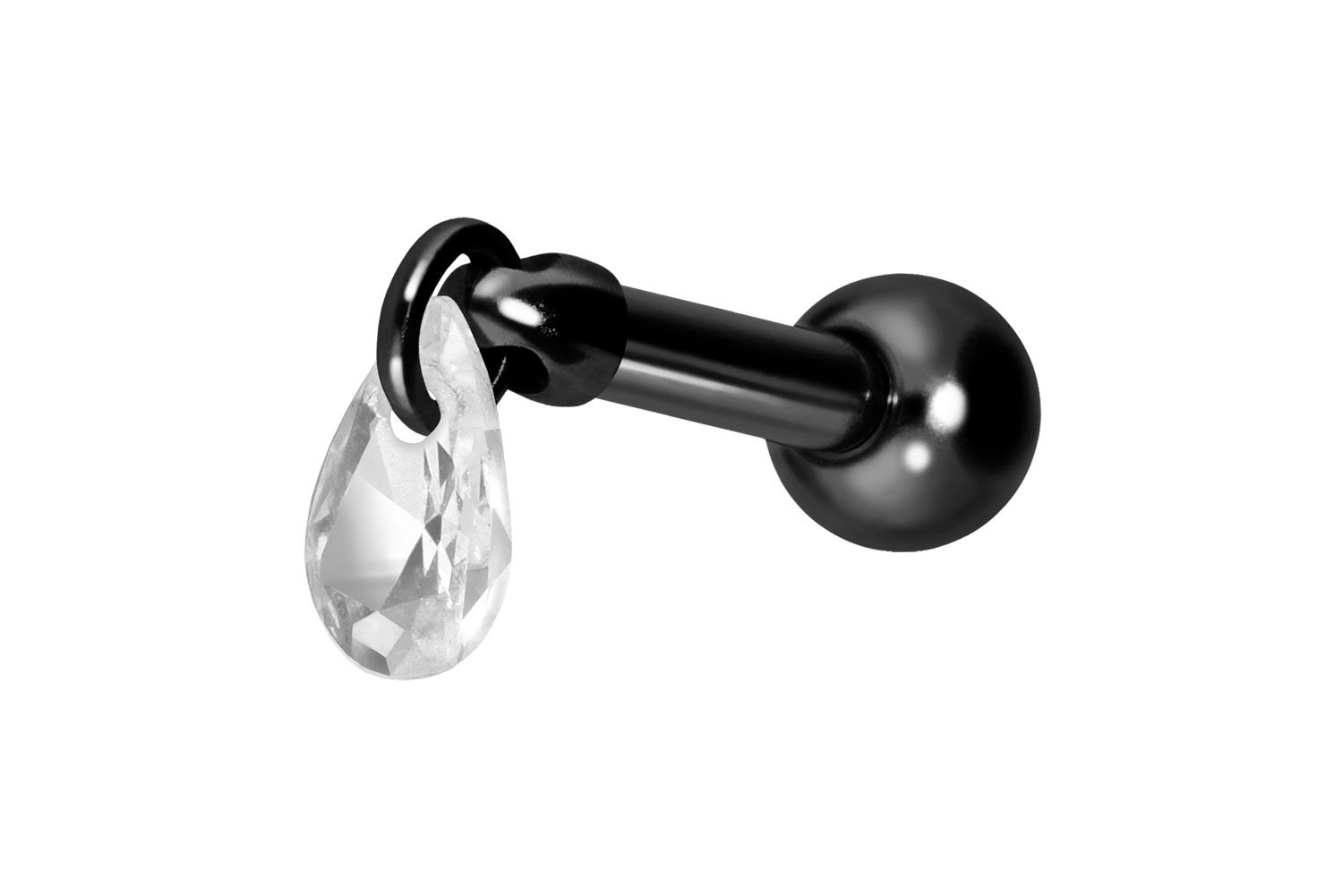 Titan Ohrpiercing mit Innengewinde KRISTALLTROPFEN